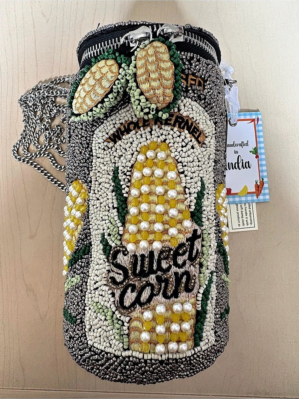 🌽Beaded Sweet Corn Can Crossbody Bag NWT
